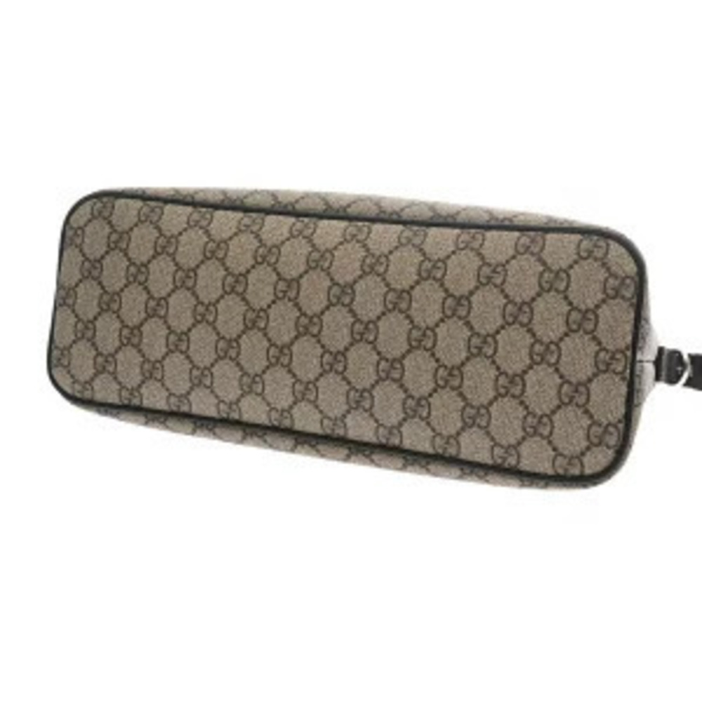 Gucci Ebony Supreme GG Handbag Brown Bag Leather Tote Canvas Beige - Picture 5 of 9